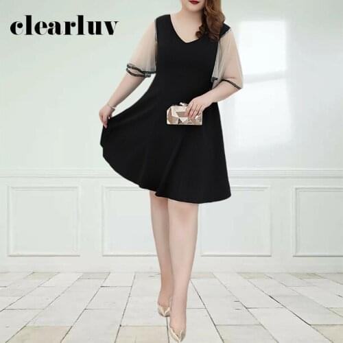 Black Solid Prom Dress DR1118 A-Line Knee-Length Women Party Dresses Ruched Half Sleeve Vestidos De Fiesta V-Neck Elegant Gowns