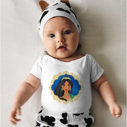 Baby Jumpsuit Harajuku Style Disney Printing Loose And Comfortable Infant Bodysuits Summer Kids White Black Kawaii Short Sleeve