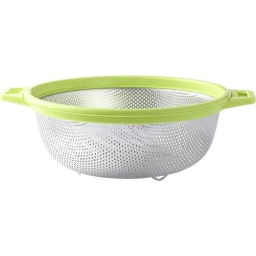 Stainless Steel Colander with Handle and Legs Large Metal Green Strainer for Pasta Berry Veggies Fruits Noodles Salads