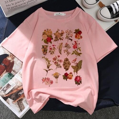Herbal Medicine Graphic Print T-shirt Women Harajuku Aesthetic Pink Top Casual Tshirt 2021 New Summer Fashion Y2k Female T Shirt