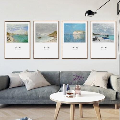 Famous Paintings Claude Monet Beach Sky Landscape Poster Canvas Painting Picture for Home Modern Wall Art Cuadros Decoration