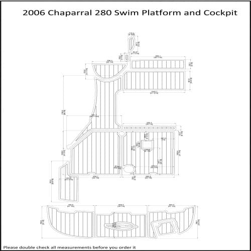2006 Chaparral 280 Swim Platform and Cockpit Boat EVA Faux Teak Deck Floor Pad