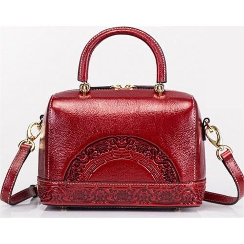 Red Women Bags Ethnic Handbags Women Retro Real Leather Fashion Crossbody Bag Female Vintage Messenger Bags Ladies Bolsos Mujer