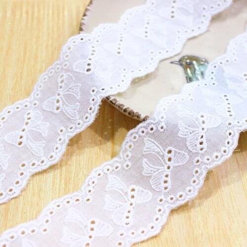 14 Yards 4.8cm Bow Cotton Embroidery Lace Fabric Sewing Accessories Clothes Decoration Needlework Garment Material 273