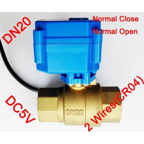 3/4" Brass electric control valve , DC5V morotized ball valve 2 wire (CR04) control, DN20 Electric valve with power off return