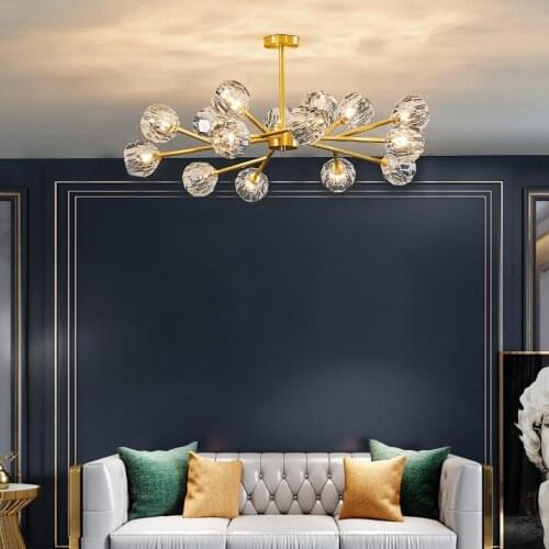 Nordic All Copper Living Room Chandelier Simple Restaurant Chandelier Creative Personality Magic Bean Lamps Lighting Fixtures