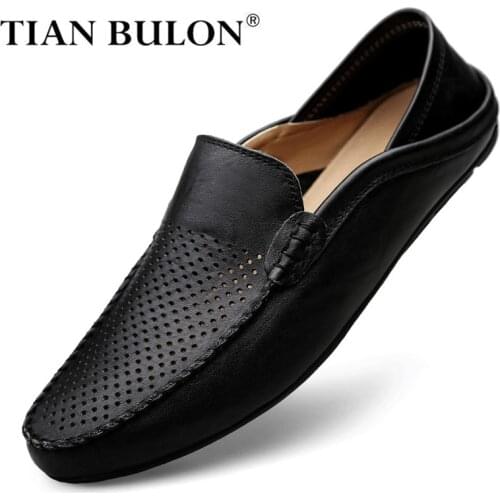 Summer Men Shoes Casual Luxury Brand Italian Mens Loafers Genuine Leather Moccasins Designer Breathable Slip on Driving Shoes