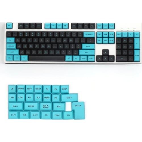 129 Keys Blue Black DSA Profile Double Shot Flat Sphere DSA Key Caps Pulse PBT Keycaps Set For Cherry MX switches Keyboard