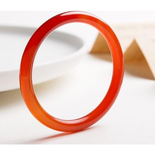 Natural Chinese Red Agate Hand-carved 70mm Inner Diameter Round Bar Bracelet Fashion Jewelry Large Bracelet for Men and Women