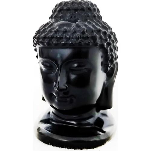 Natural Obsidian Buddha Head Figurine Hand Carved Quartz Crystal Sakyamuni Figurine Feng Shui Crafts Healing Crystal Home Decora