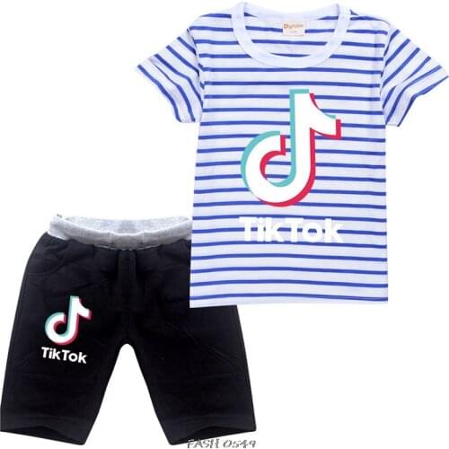 New Tik Tok Baby Boys Clothes Suit Children Fashion Girls Cartoon T Shirt Shorts set Toddler Casual Clothing Kids Tracksuits