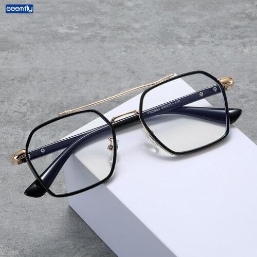 Seemfly Anti-blue Glasses Computer Glasses For Men Women Blue Light Blocking Glasses Optical Spectacle Square Metal Eyeglasses
