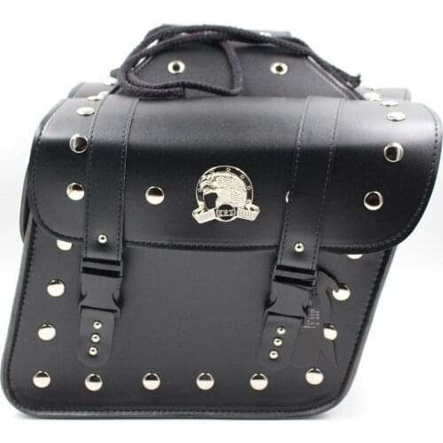 One pair Universal Motorcycle saddlebags Pu Leather Eagle Style Moto Tail luggage Travel tool Bags side bags