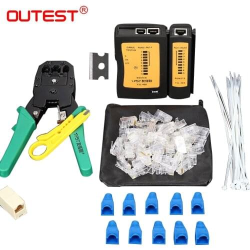 Original Wire Clamp Set Tool Crimping Pliers Net Clamp + Cable Test Instrument + Network Crystal Head + Stripper