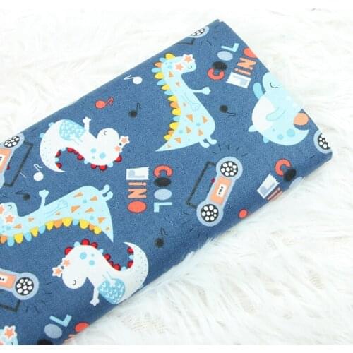 Half Meter 100% Cotton Plain Fabric With Dinosaur Print For Handmade DIY Garment Dress Tissue CR-903