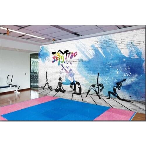 Custom photo wallpaper for walls 3 d murals wallpaper Watercolor yoga sport silhouette fitness background wall papers home decor
