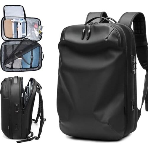 OUTWALK Men Backpack Fit 17 Inch Laptop USB Recharging Multi-Layer Space Travel Male Bag Anti-Thief Mochila