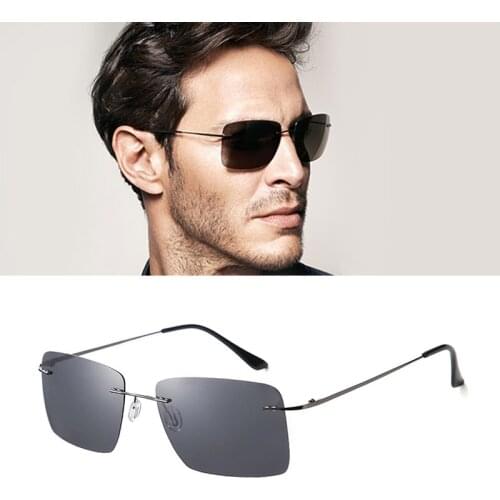 JackJad Ultralight Titanium Polarized Rimless Square Style Sunglasses Men Driving Brand Design Sun Glasses Oculos De Sol 1011