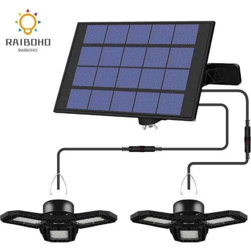 Solar Pendant Light Outdoor Indoor Motion Sensor 3 Leaf Double head Adjustable Wide Angle Solar Garage Light For Gard Yard