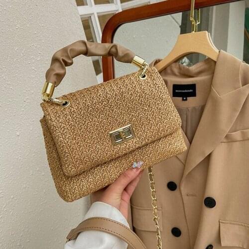 Straw Tote bag Crossbody bag 2021 Summer New High-quality Straw Womens Designer Handbag Chain Shoulder Messenger Bag 4 colour