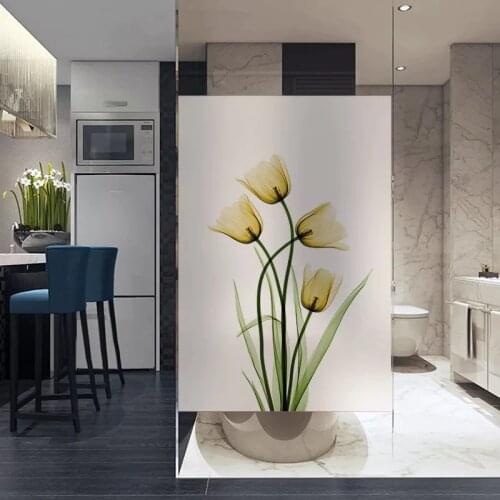 Tulip glass film stained window opaque sticker self adhesive/static cling decor privacy do custom size door decals home decor
