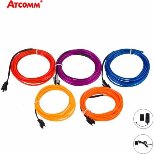 10 Colors 5m LED Neon Light EL Wire With Power Adapter LED Strip Lamp USB/Car/Battery Case 3 Kinds Interface
