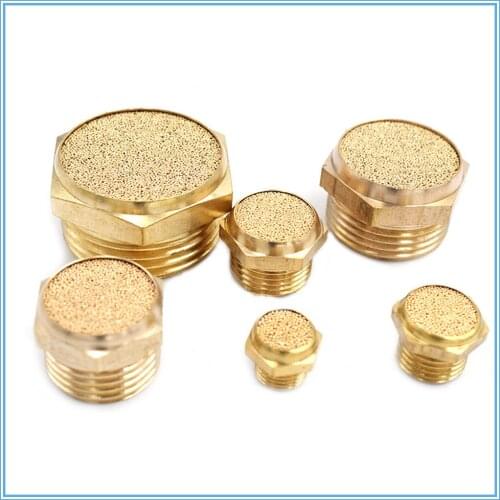 Exhaust muffler male thread M5 1/8" 1/4" 3/8" 1/2" pneumatic plug silencer brass connector for solenoid valve fitting