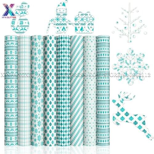 XFX HTV Christmas Lattice Heat Transfer Vinyl 50CMx25M Halloween Vinyl Christmas T-shirt Iron on HTV Vinyl for Cricut DIY Vinyl