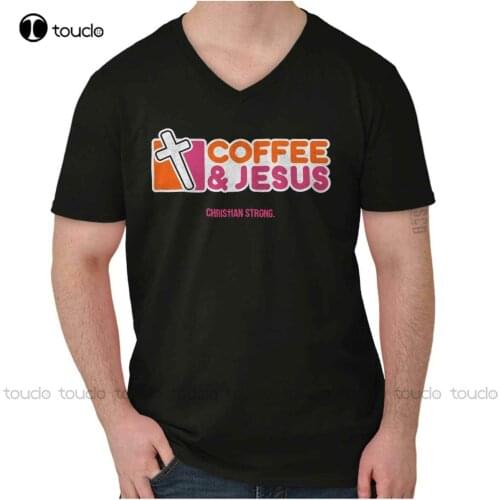 New Coffee And Jesus Christ Religious Christian Adult O Neck Short Sleeve T Shirts Womens Tee Shirts Cotton Tee S-5Xl Unisex