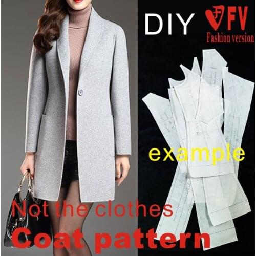 Ladies' small lapel double-sided fleece coat physical pattern 1:1 sewing structure drawing BFY-169