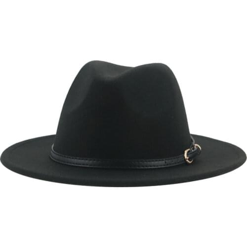 Women winter hat fedora felted khaki black belt band classic formal dress casual vintage men women church wedding fedora hats