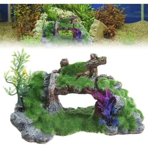 1PC Aquarium Rockery Mountain View Rock Resin Fish Tank Hiding Cave Stone Ornament Decoration 18.8cm