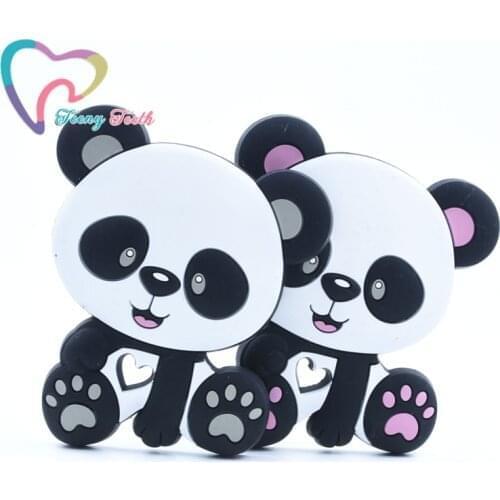 1 PC Food Grade Silicone Teethers DIY Panda Design Baby Teether Infant Baby Silicone Chew Charms Kids Teething Gift Toddler Toys