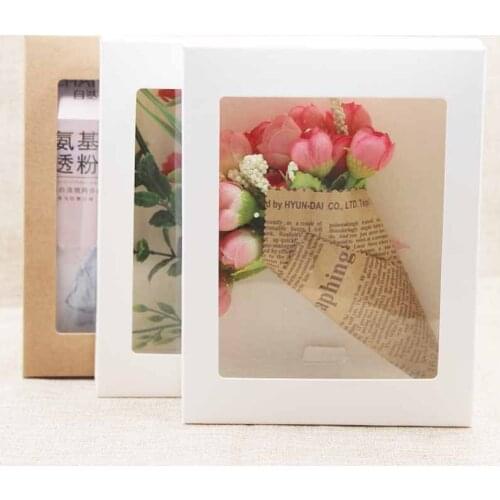 10/20pcs Kraft Paper Candy Box DIY Cake Cookie Favor Gift Package With PVC Clear Window Home Christmas Party Wedding Decoration