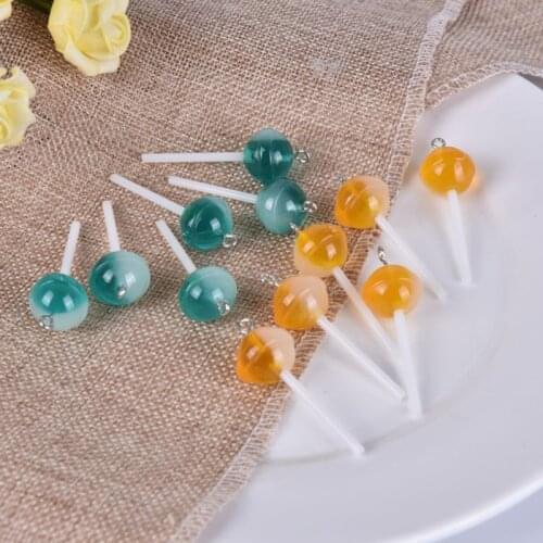 10Pcs Simulated Resin Sugar Candy Lollipop Charms Cabochon Decoration Craft Ornament Fittings DIY Food Pendant Jewelry Material