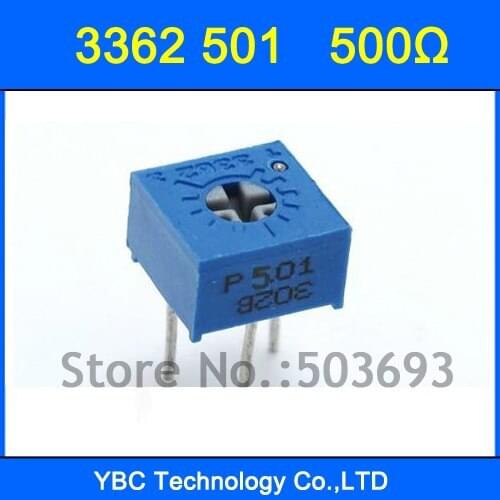 100pcs/lot 3362 501 500R Variable Resistors 3362P Potentiometer