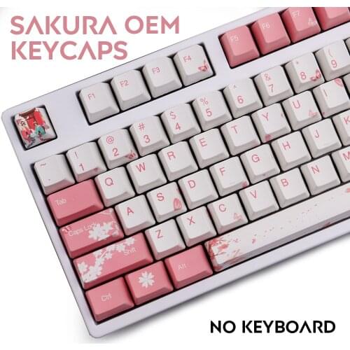 108 Keys Dye Sub Thick PBT Keycap Keyset OEM Profile Japanese Sakura Keycaps For Mechanical Keyboard YD60M XD64 GK61 Tada68
