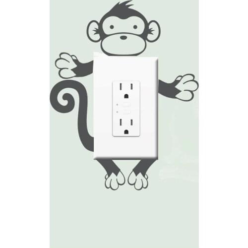 11*14cm Monkey Light Switch Decals Stickers Vinyl Wall Decals DIY Self-sticking Cute Home Decor Sticker Socket Removable LC1301