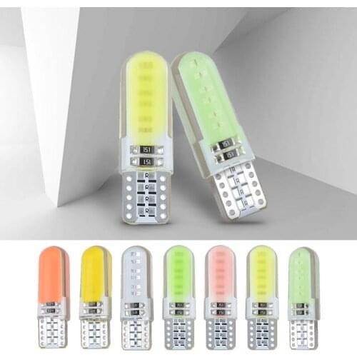 2 PCS T10 LED Bulbs 12V COB Silicone W5W 194 Car Light Auto Parking Clearance Lights Interior Dome Door Reading Trunk Lamp Bulb