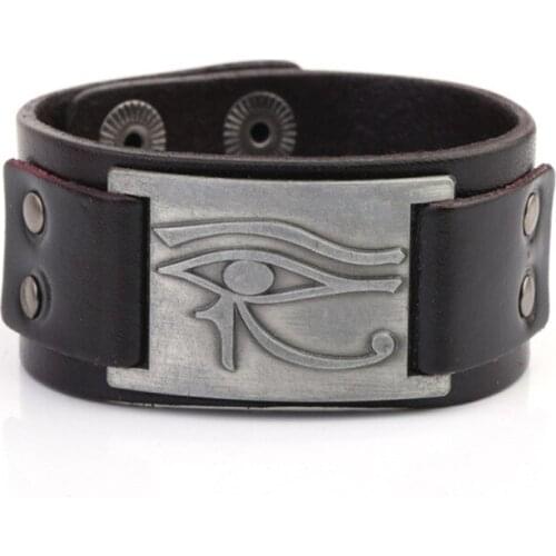 2018 Women Men Leather Bracelet Viking Style Eye of Horus Pattern Nordic Jewelry Personality Design Provide Dropshipping