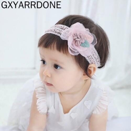 2021 Baby Girl Elastic Flower Headband Children Baby Kids Mesh Hair Bands Headwear Cotton Bowknot Turban Hair Accessories