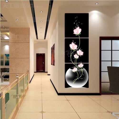 3 Panel Hot Sell Beautiful Pink Flower Modern Wall Painting Home Decor Picture Print On Canvas Unframed Wall Art Painting