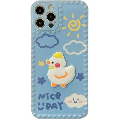 3D Cartoon Cloud Duck Case for iPhone 12 Pro Max Back Phone Cover for 12 Mini 11 Pro Max X XS XR 8 7 Plus SE 2020 Capa