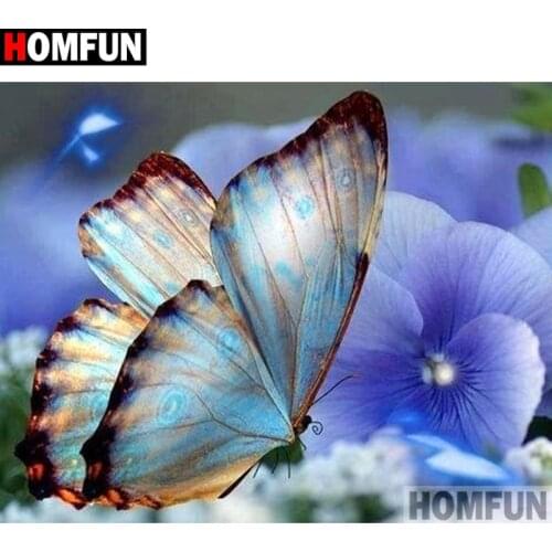 HOMFUN Full Square/Round Drill 5D DIY Diamond Painting "Flower butterfly" Embroidery Cross Stitch 3D Home Decor Gift A16869