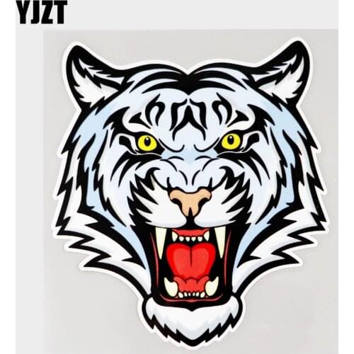 YJZT 14.2CM×15.3CM Car Sticker Creative Tigers Fury PVC Decal 11C-0112