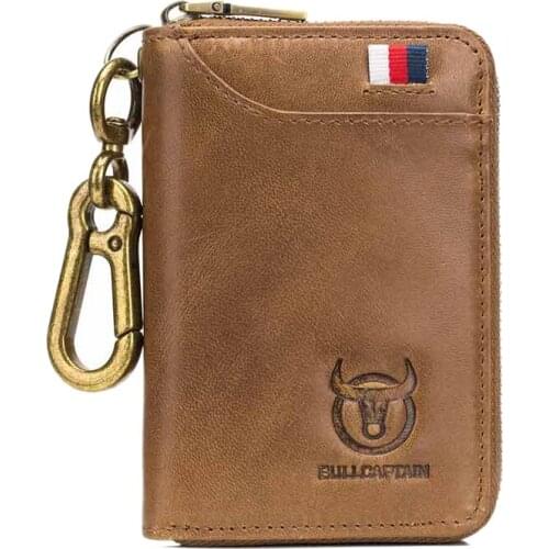 Bullcaptain Leather Men&Women Key Wallet Unisex Rfid Blocking Business Key Case Fashion Card Holder Coin Purse Key Case