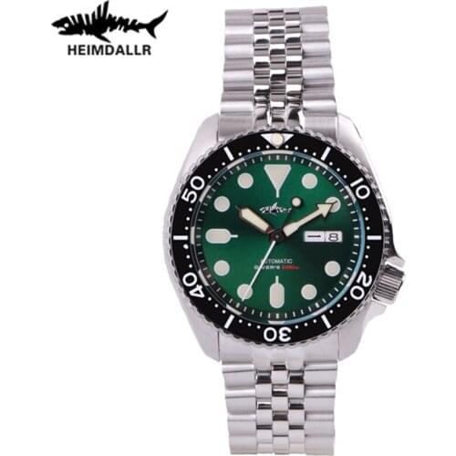Heimdallr Mens Dive Watch Green Dial Sapphire Luminous 200M Water Resistance Japan NH36A Automatic Movement Mechanical Watches
