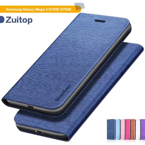 Wood grain PU Leather Phone Case For Samsung Galaxy Mega 2 G750F G7508 Flip Case Business Wallet Case Soft Silicone Back Cover