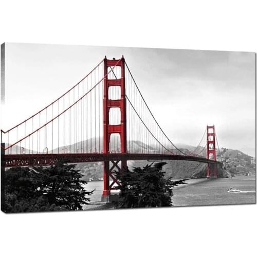 Black And White Red Golden Gate Bridge 5D DIY Diamond Painting Large Full Square Round Diamond Embroidery Cross Stitch P1170