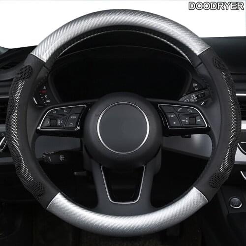 DOODRYER Carbon Fiber Leather Car Steering Wheel Cover For Volvo XC90 S80 XC60 S90 V70 V50 S40 V60 XC70 V40